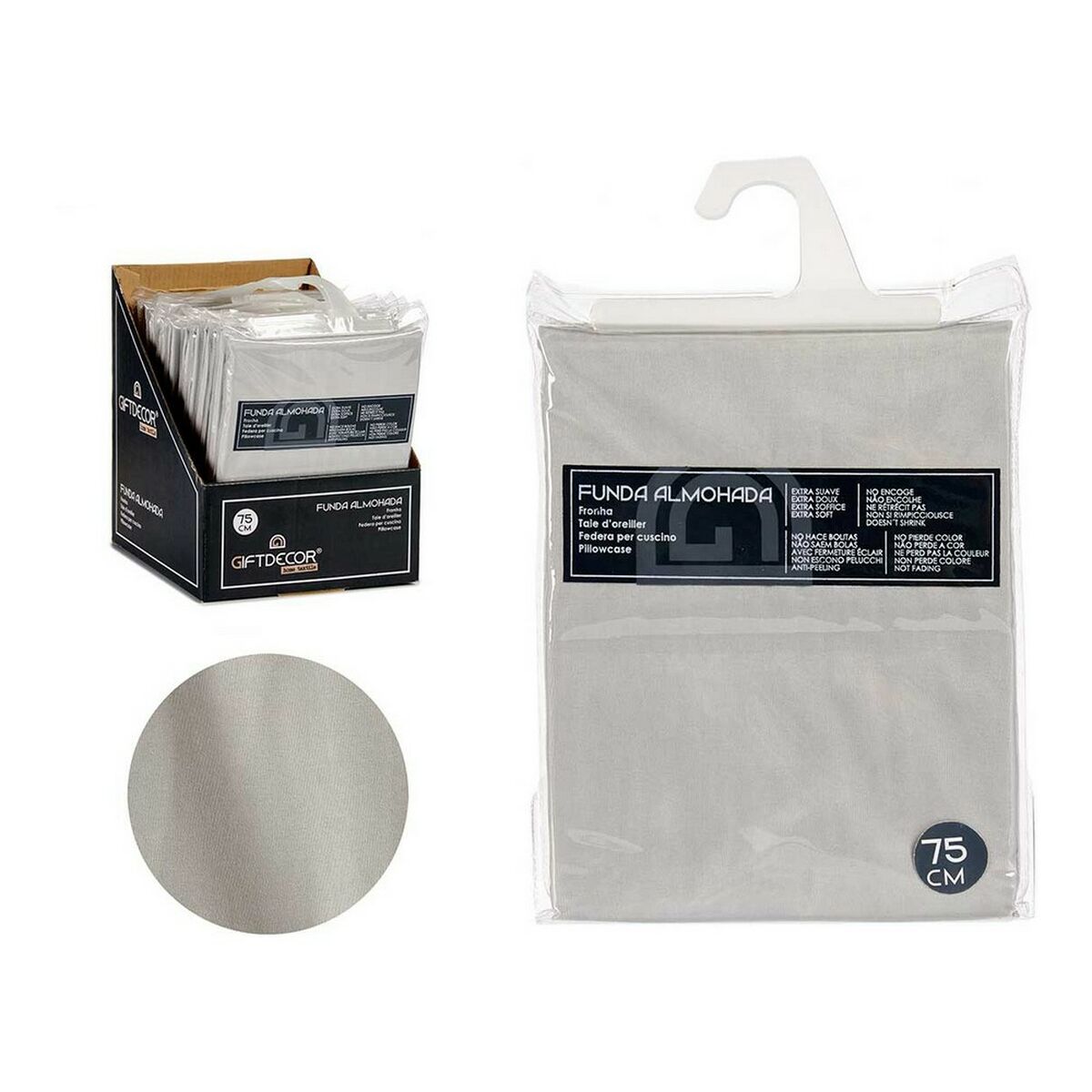 Pillowcase Grey 45 x 0,3 x 90 cm 75 x 45 cm