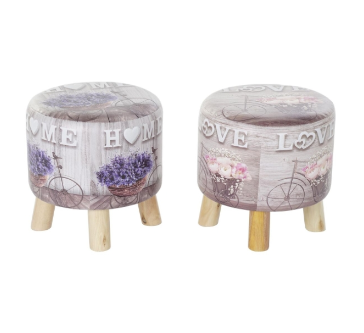 Footrest DKD Home Decor Grey Bicycle Pink Lilac PU Pinewood (30 x 30 x 30 cm) (2 Units) (30 x 30 x 32 cm)